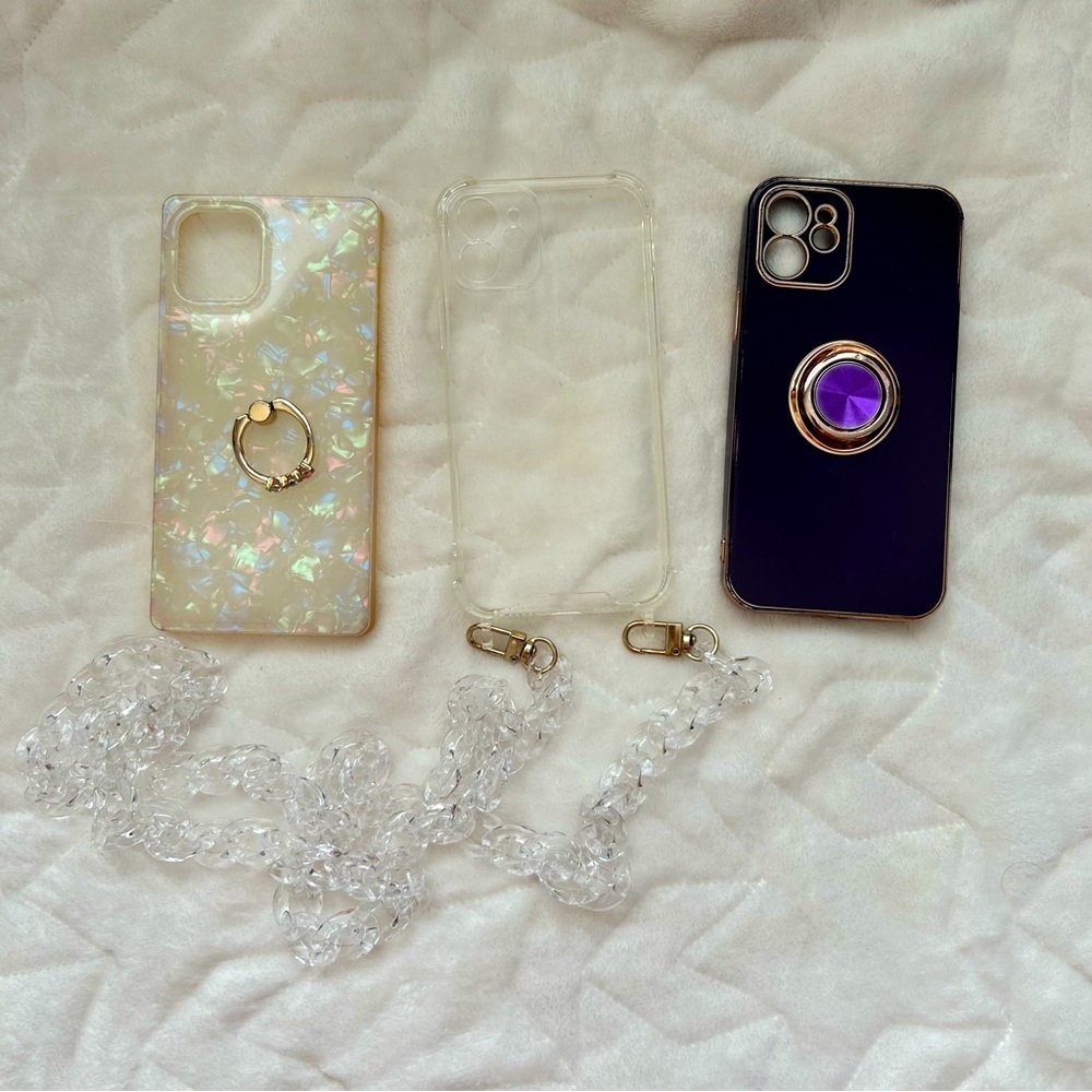 iPhone 12 case bundle - two w ring stand and one has lucite chain